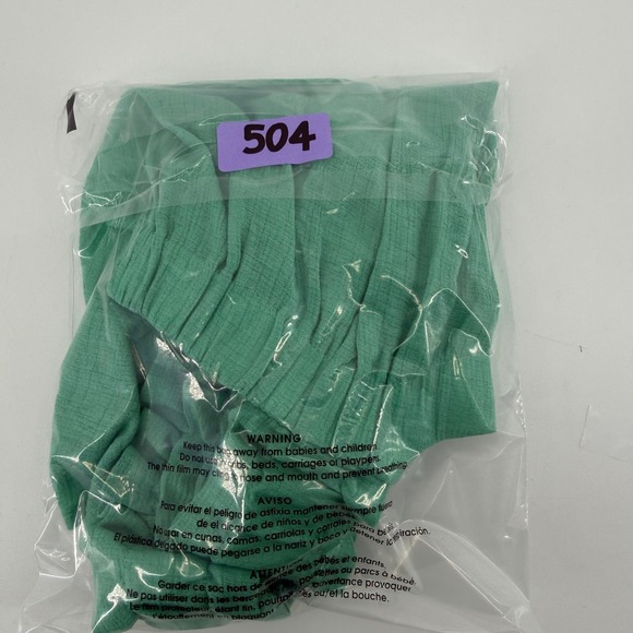 Green Ruffle Strap Textured Gauze Tank Top Small - Picture 4 of 4